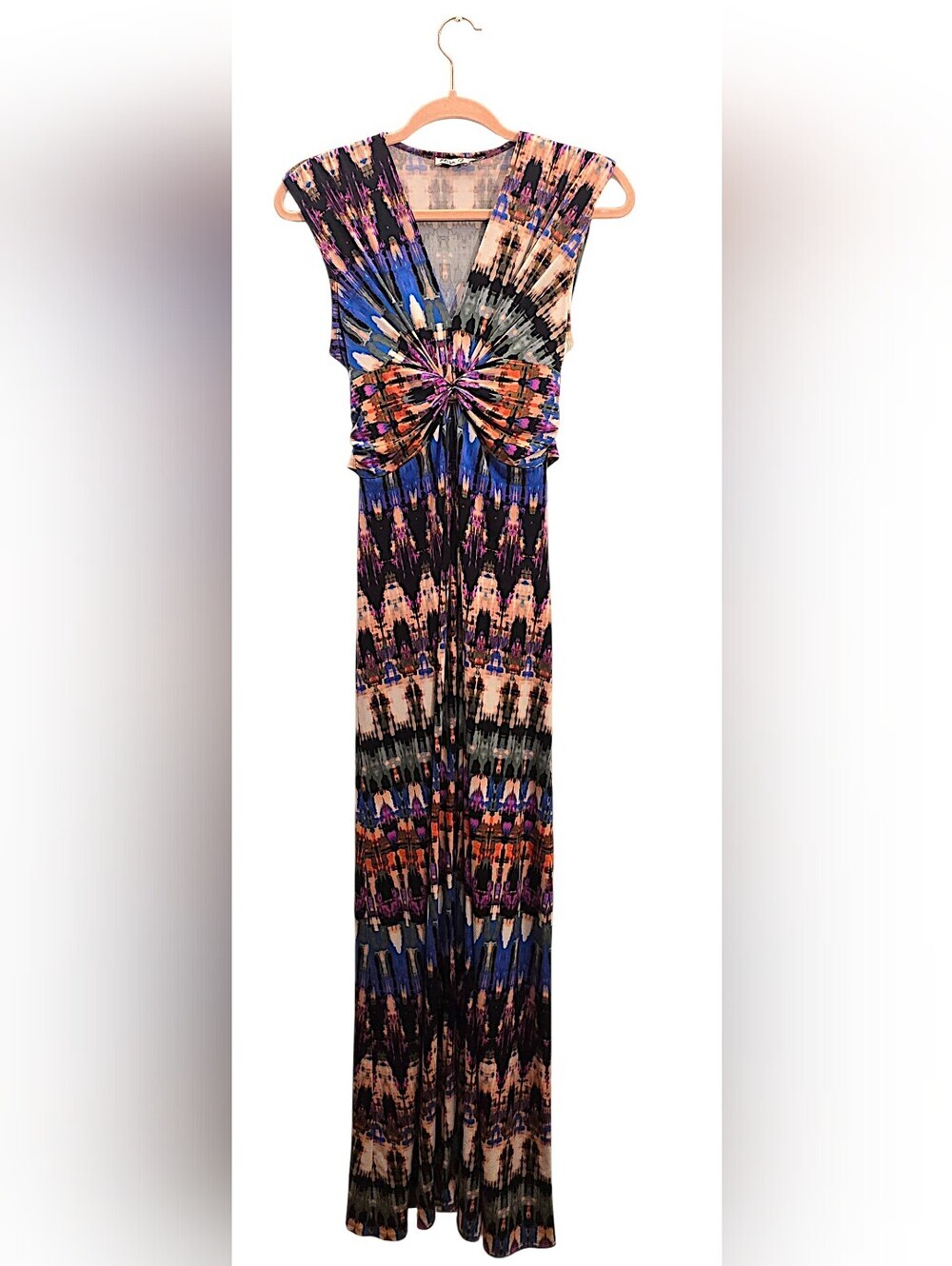 Eliza J Multicolor Printed Twist-Front Maxi Dress